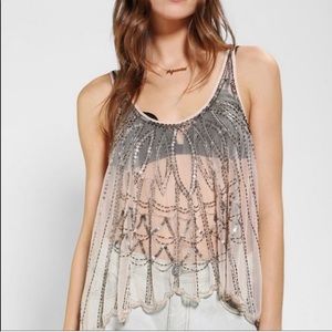 Pins & Needles Sheer Beaded Top